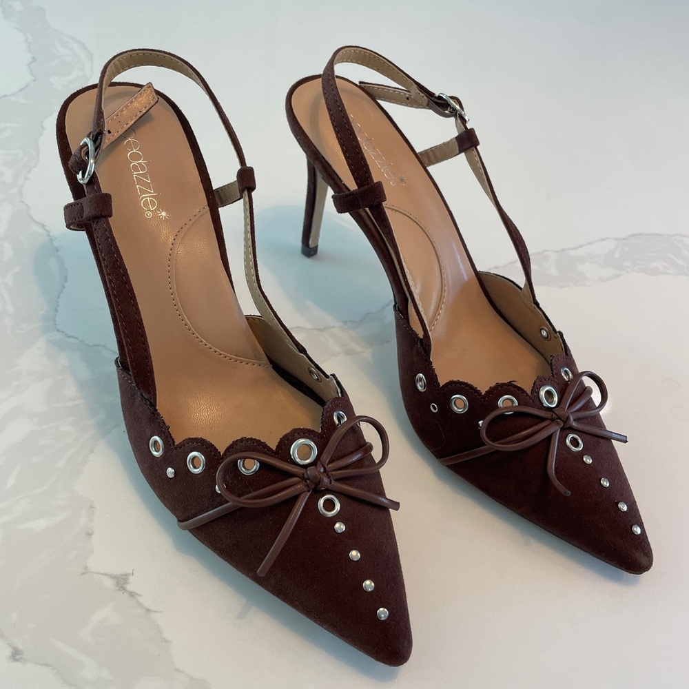 Brown kitten heel